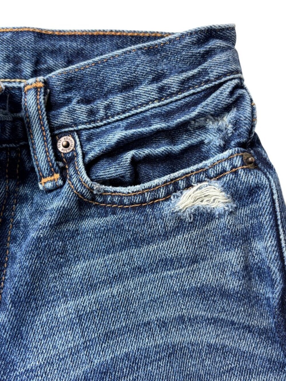 Abercrombie Kids Distressed Straight Leg Jeans Size 12 Regular Medium Wash Denim - Picture 5 of 11